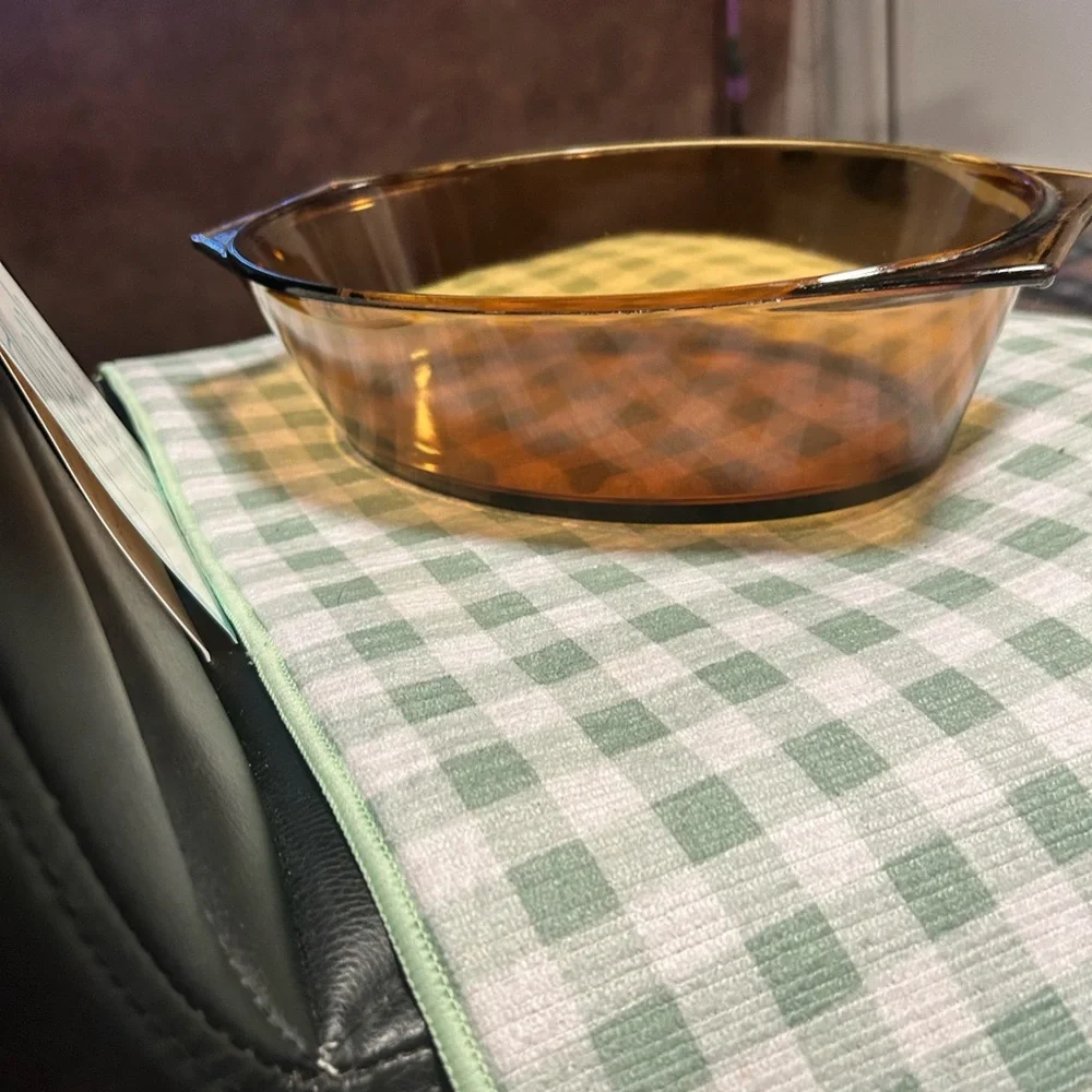 Vintage Arcopal France Amber Glass Casserole Dish